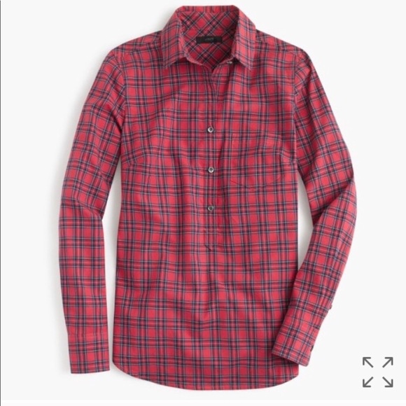 J.Crew red Tartan popover sz 00. - Picture 4 of 8